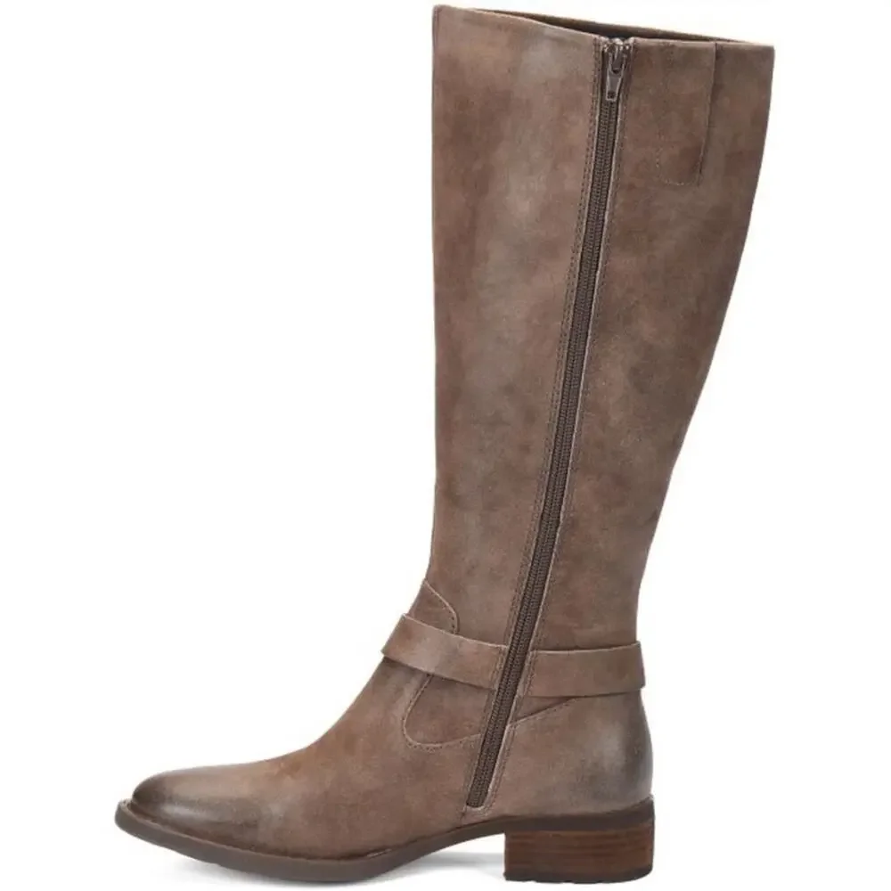 Born Saddler Tall Taupe Distressed Boots Size 6 New